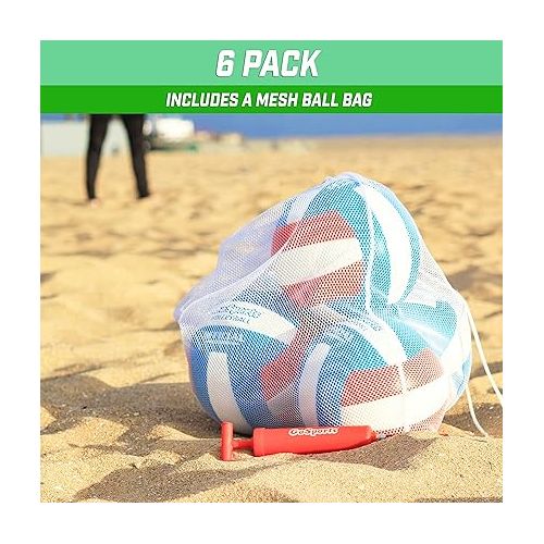  GoSports Soft Touch Recreational Volleyball - Regulation Size for Indoor or Outdoor Play - Includes Ball Pump - Choose Between Single or 6 Pack