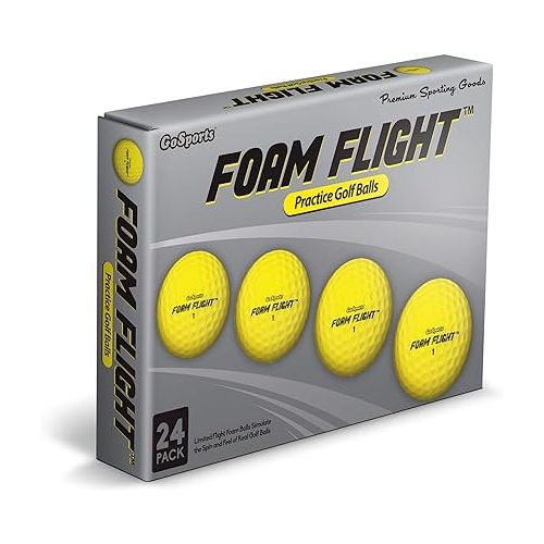  GoSports Foam Flight Practice Golf Balls - Pack of 24 Limited Flight Training Balls -Choose Between Classic White or Hi-Vis Yellow