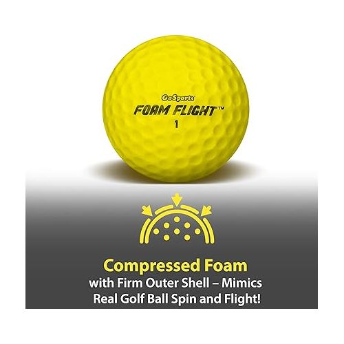  GoSports Foam Flight Practice Golf Balls - Pack of 24 Limited Flight Training Balls -Choose Between Classic White or Hi-Vis Yellow