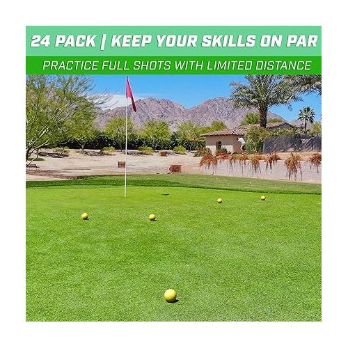  GoSports Foam Flight Practice Golf Balls - Pack of 24 Limited Flight Training Balls -Choose Between Classic White or Hi-Vis Yellow