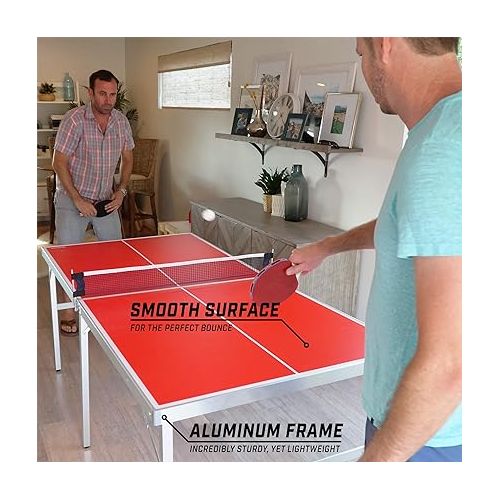  GoSports Mid-Size Table Tennis Game Set - Indoor/Outdoor Portable Table Tennis Game with Net, 2 Table Tennis Paddles and 4 Balls