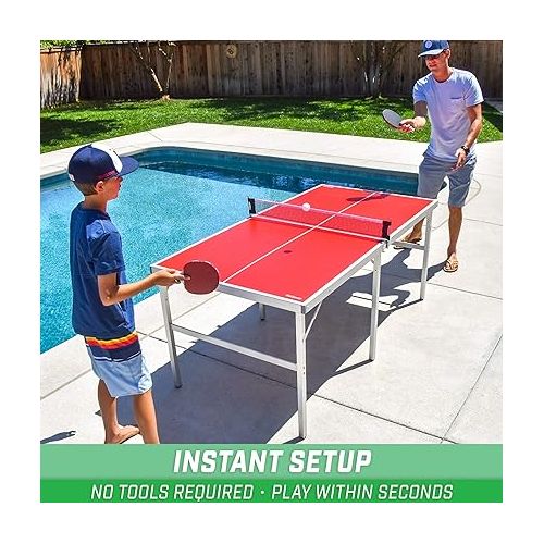  GoSports Mid-Size Table Tennis Game Set - Indoor/Outdoor Portable Table Tennis Game with Net, 2 Table Tennis Paddles and 4 Balls