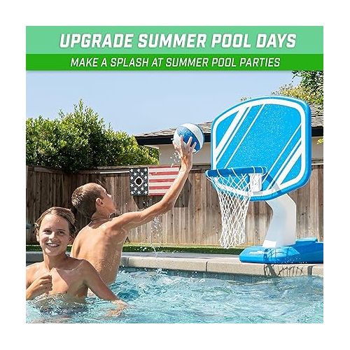  GoSports Splash Hoop Swimming Pool Basketball Game, Includes Poolside Water Basketball Hoop, 2 Balls and Pump - Choose Your Style