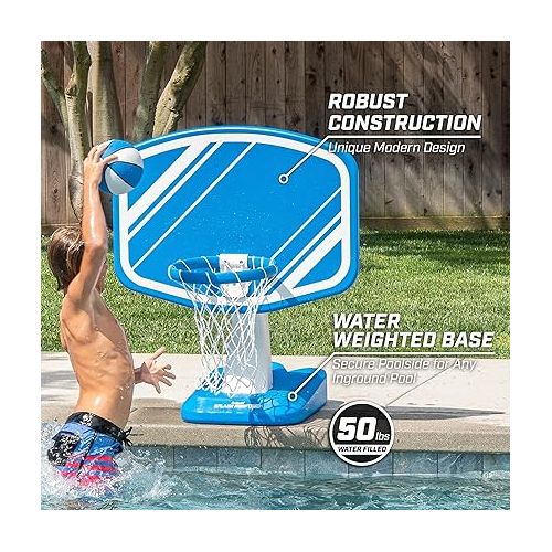  GoSports Splash Hoop Swimming Pool Basketball Game, Includes Poolside Water Basketball Hoop, 2 Balls and Pump - Choose Your Style