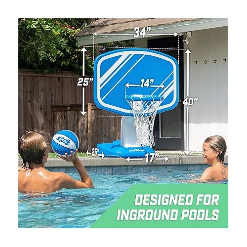  GoSports Splash Hoop Swimming Pool Basketball Game, Includes Poolside Water Basketball Hoop, 2 Balls and Pump - Choose Your Style