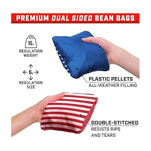  GoSports Dual Sided Cornhole Bean Bags - Slide and Stop Regulation Tournament Bean Bags, Set of 8