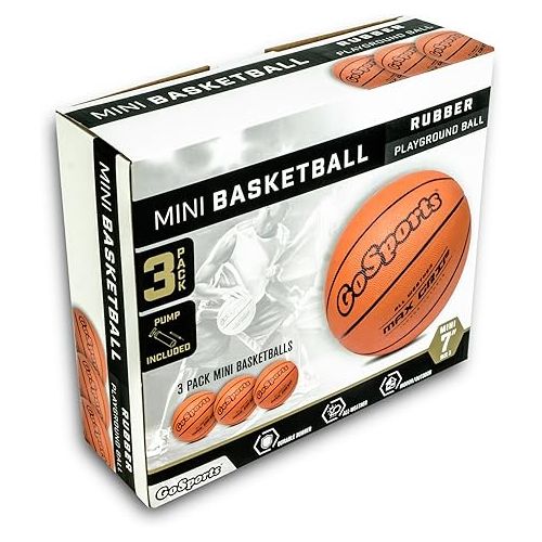  GoSports 7 Inch Mini Basketball 3 Pack with Premium Pump - Perfect for Mini Hoops or Training