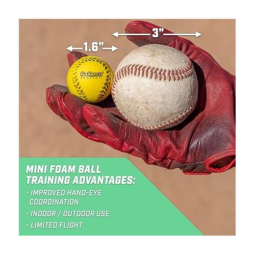  GoSports Mini Foam Baseballs for Pitching Machines and Batting Accuracy Training - 20 or 50 Pack