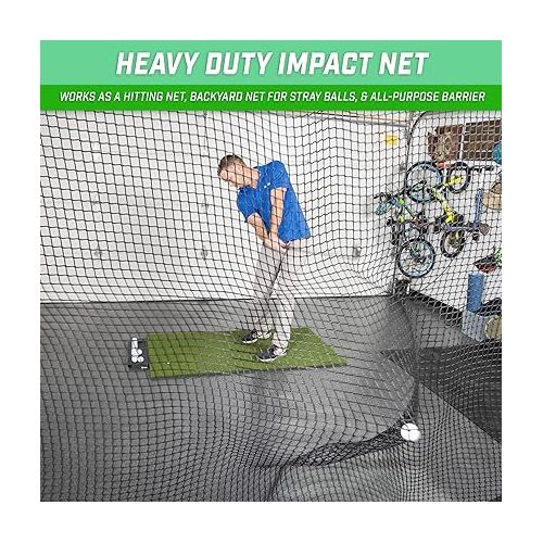  GoSports Sports Netting - Hitting Net for Golf, Baseball, Hockey, Soccer, LAX and More - 10 ft, 15 ft, 20 ft