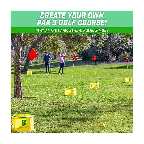  GoSports Yard Links Golf Game with Buckets, Tee Markers and Balls - Choose 3, 6, or 9 Hole Course