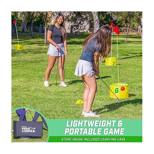  GoSports Yard Links Golf Game with Buckets, Tee Markers and Balls - Choose 3, 6, or 9 Hole Course