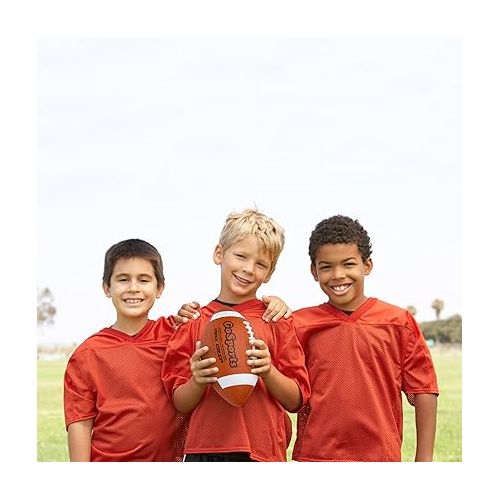  GoSports Rubber Footballs - 6 Pack of Youth Size Balls with Pump & Carrying Bag