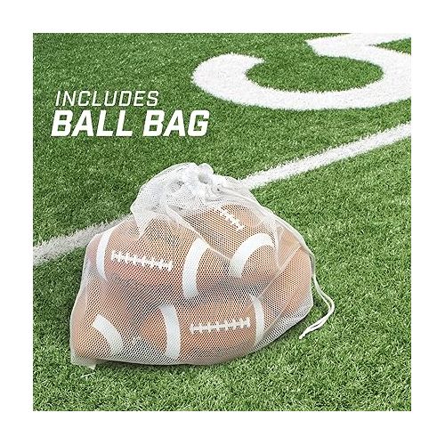  GoSports Rubber Footballs - 6 Pack of Youth Size Balls with Pump & Carrying Bag