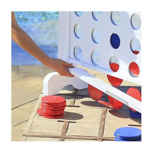  GoSports 3 Foot Width Giant Wooden 4 in a Row Game - Choose Between Classic White or Dark Stain - Jumbo 4 Connect Family Fun with Coins, Case and Rules