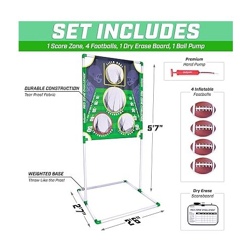  GoSports Football & Baseball Toss Games Available in Football Red Zone Challenge or Baseball Pro Pitch Challenge - Choose Between Backyard Toss or Door Hang Targets