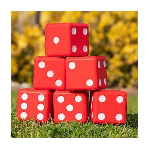  GoSports Giant 3.5 Inch Red Foam Playing Dice Set with Scoreboard (Includes 6 Dice, Dry-Erase Scoreboard and Carrying Case)