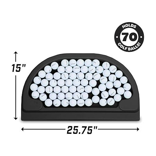  GoSports All-Weather Golf Ball Tray - 70 Ball Capacity - Compatible with All Hitting Mats - Black or Green