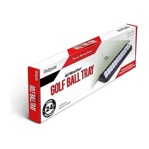  GoSports All-Weather Golf Ball Tray - 24 Ball Capacity - Compatible with All Hitting Mats - Black or Green