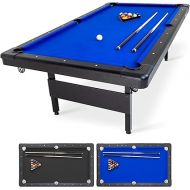 GoSports 6, 7, or 8 ft Billiards Table - Portable Pool Table - includes Full Set of Balls, 2 Cue Sticks, Chalk and Felt Brush; Choose Size and Color