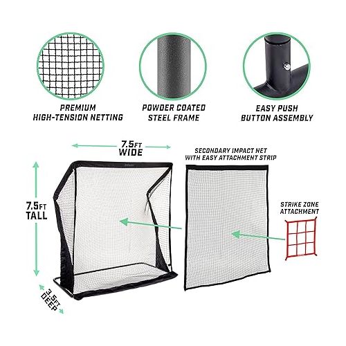  GoSports 7 ft x 7 ft ELITE Baseball & Softball Practice Hitting and Pitching Net with Steel Frame