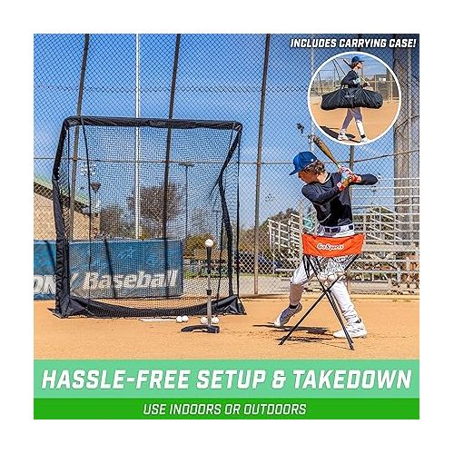  GoSports 7 ft x 7 ft ELITE Baseball & Softball Practice Hitting and Pitching Net with Steel Frame