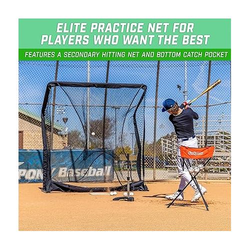  GoSports 7 ft x 7 ft ELITE Baseball & Softball Practice Hitting and Pitching Net with Steel Frame