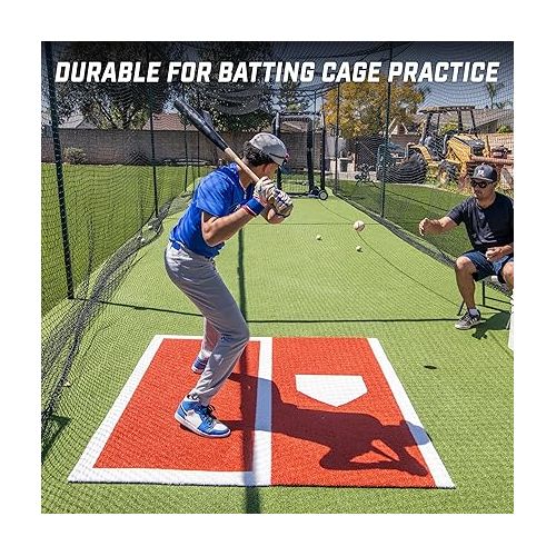  GoSports Baseball/Softball Turf Batting Mat - 6 ft x 5.5 ft Switch Hitting Design with Reversible Home Plate