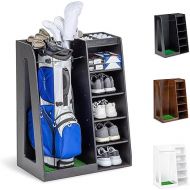 GoSports Premium Wooden Golf Bag Organizer and Storage Rack - Black, White or Brown Finish