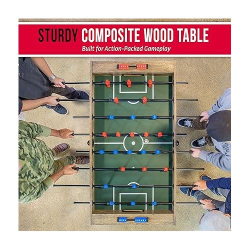  GoSports 54 Inch Full Size Foosball Table - Includes 4 Balls and 2 Cup Holders - Black, Oak, or White