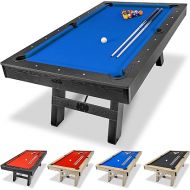 GoSports 7 ft Pool Table with Wood Finish - Modern Billiards Table with 2 Cue Sticks, Balls, Rack, Felt Brush and Chalk - Choose Your Style