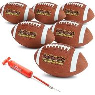 GoSports Combine Football 6 Pack - Regulation Size for High School and College - Official Composite Leather Balls