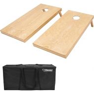 GoSports Regulation Size Wooden Cornhole Set with Natural Wood Finish - Includes Carrying Case