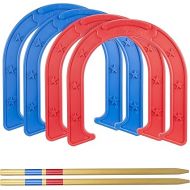 GoSports Giant Horseshoes Set - Made from Durable Plastic with Wooden Stakes