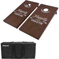 GoSports Wedding Cornhole Set - Regulation 4 ft x 2 ft Size Solid Stained Wood with Carrying Case and Bean Bags (Choose Your Colors) - Match The Wedding Theme!