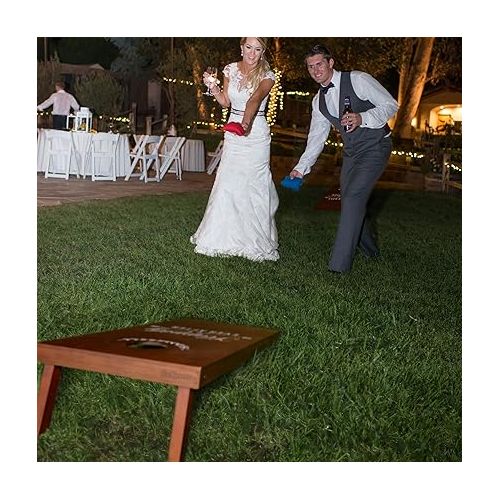 GoSports Wedding Cornhole Set - Regulation 4 ft x 2 ft Size Solid Stained Wood with Carrying Case and Bean Bags (Choose Your Colors) - Match The Wedding Theme!