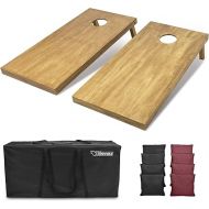 GoSports 4 ft x 2 ft Regulation Size Wooden Cornhole Boards Set - Includes Carrying Case - Full Regulation Size Bean Bag Toss Boards