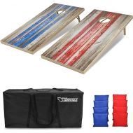 GoSports ToughToss All Weather Cornhole Outdoor Game - 2 Regulation Size Boards, 8 Bean Bags, and Carry Case - Woodland Camo, Reed Camo, Rustic, Wood
