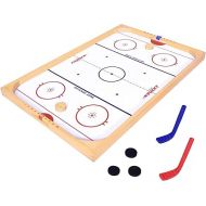 GoSports Ice Pucky Wooden Tabletop Hockey Game for Kids & Adults - Includes 1 game board, 2 Hockey Sticks & 3 Pucks