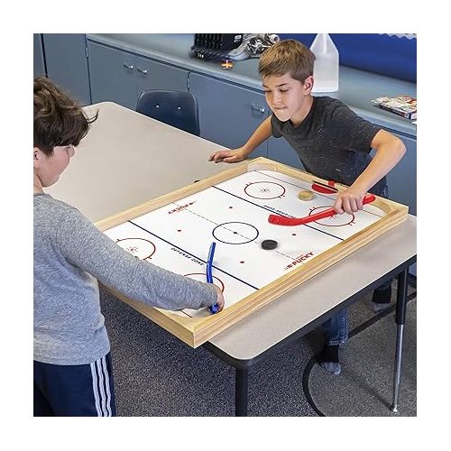  GoSports Ice Pucky Wooden Tabletop Hockey Game for Kids & Adults - Includes 1 game board, 2 Hockey Sticks & 3 Pucks