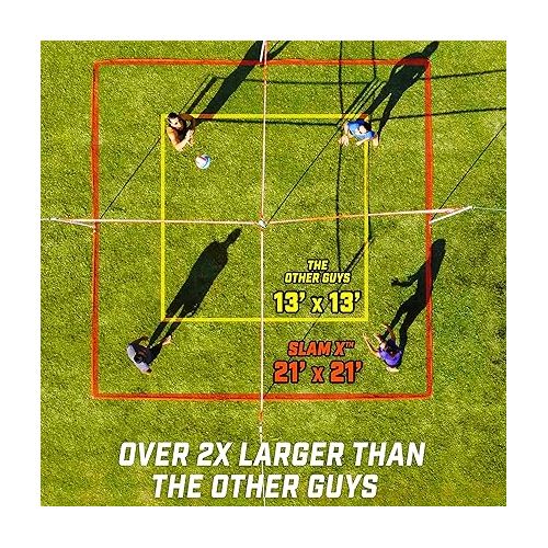  GoSports Slam X Huge 21 ft x 21 ft 4 Way Volleyball Game Set - Ultimate Backyard & Beach Game For Kids And Adults