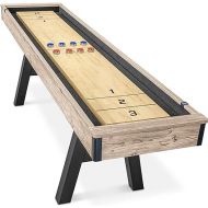 GoSports Premium 9 ft Shuffleboard Table with 8 Pucks, Shuffleboard Wax, and Brush