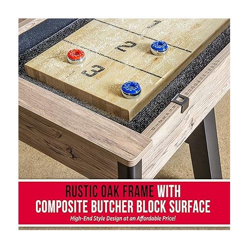  GoSports Premium 9 ft Shuffleboard Table with 8 Pucks, Shuffleboard Wax, and Brush