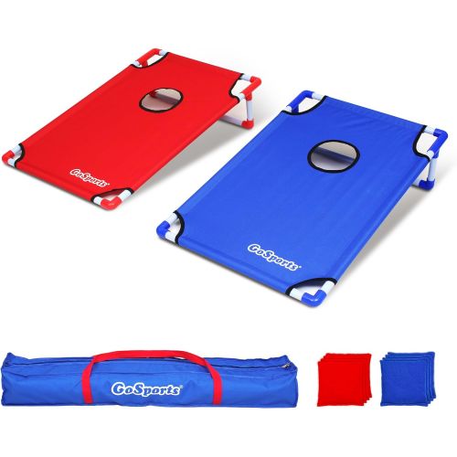  [아마존 핫딜]  [아마존핫딜]GoSports Portable PVC Framed Cornhole Toss Game Set with 8 Bean Bags and Travel Carrying Case - Choose American Flag Design, Red & Blue or Football