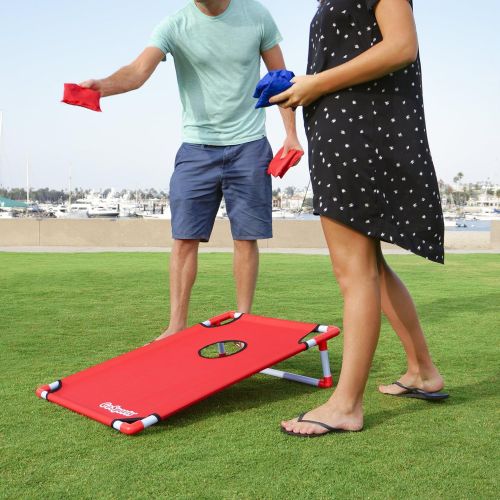  [아마존 핫딜]  [아마존핫딜]GoSports Portable PVC Framed Cornhole Toss Game Set with 8 Bean Bags and Travel Carrying Case - Choose American Flag Design, Red & Blue or Football