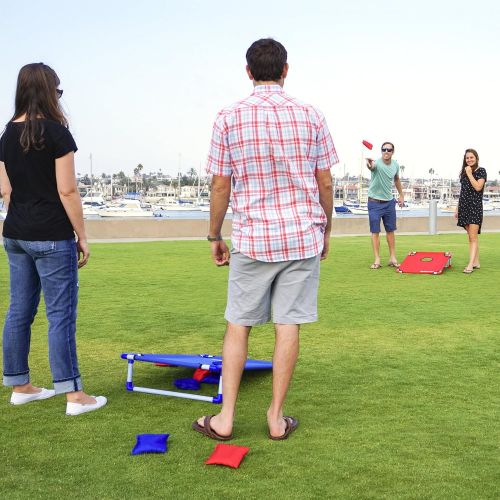  [아마존 핫딜]  [아마존핫딜]GoSports Portable PVC Framed Cornhole Toss Game Set with 8 Bean Bags and Travel Carrying Case - Choose American Flag Design, Red & Blue or Football