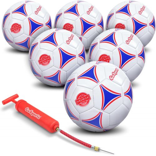  [아마존 핫딜]  [아마존핫딜]GoSports Premier Soccer Ball with Premium Pump - Available as Single Balls or 6 Packs - Choose Your Size