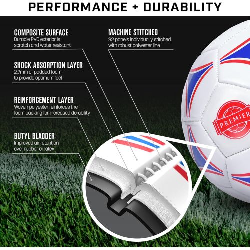  [아마존 핫딜]  [아마존핫딜]GoSports Premier Soccer Ball with Premium Pump - Available as Single Balls or 6 Packs - Choose Your Size