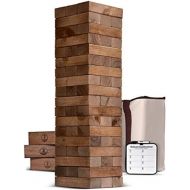 [아마존 핫딜]  [아마존핫딜]GoSports Giant Wooden Toppling Tower (Stacks to 5+ Feet) | Choose Between Natural, Brown Stain or Gray Stain | Includes Bonus Rules with Gameboard | Made from Premium Pine