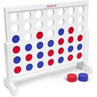 [아마존 핫딜]  [아마존핫딜]GoSports Giant Wooden 4 in a Row Game | Choose Between Classic White or Dark Stain | 3 Foot Width - Jumbo 4 Connect Family Fun with Coins, Case and Rules