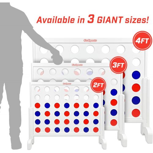  [아마존 핫딜]  [아마존핫딜]GoSports Giant Wooden 4 in a Row Game | Choose Between Classic White or Dark Stain | 3 Foot Width - Jumbo 4 Connect Family Fun with Coins, Case and Rules